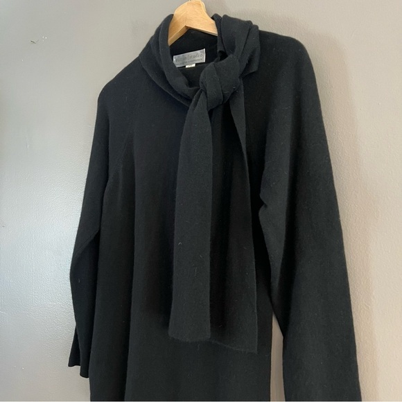 Sutton Studio Womens Wool Blend Mock Neck Tie Beck Black Medium - Picture 2 of 13